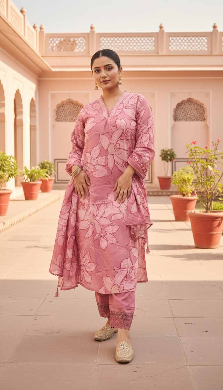 Gulrosa Floral A Line Anarkali Suit